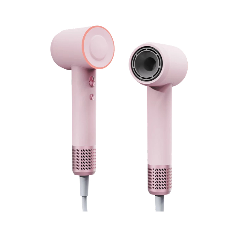 How does the temperature control system of a high-speed hair dryer (mini) ensure that it avoids overheating and damaging the hair?